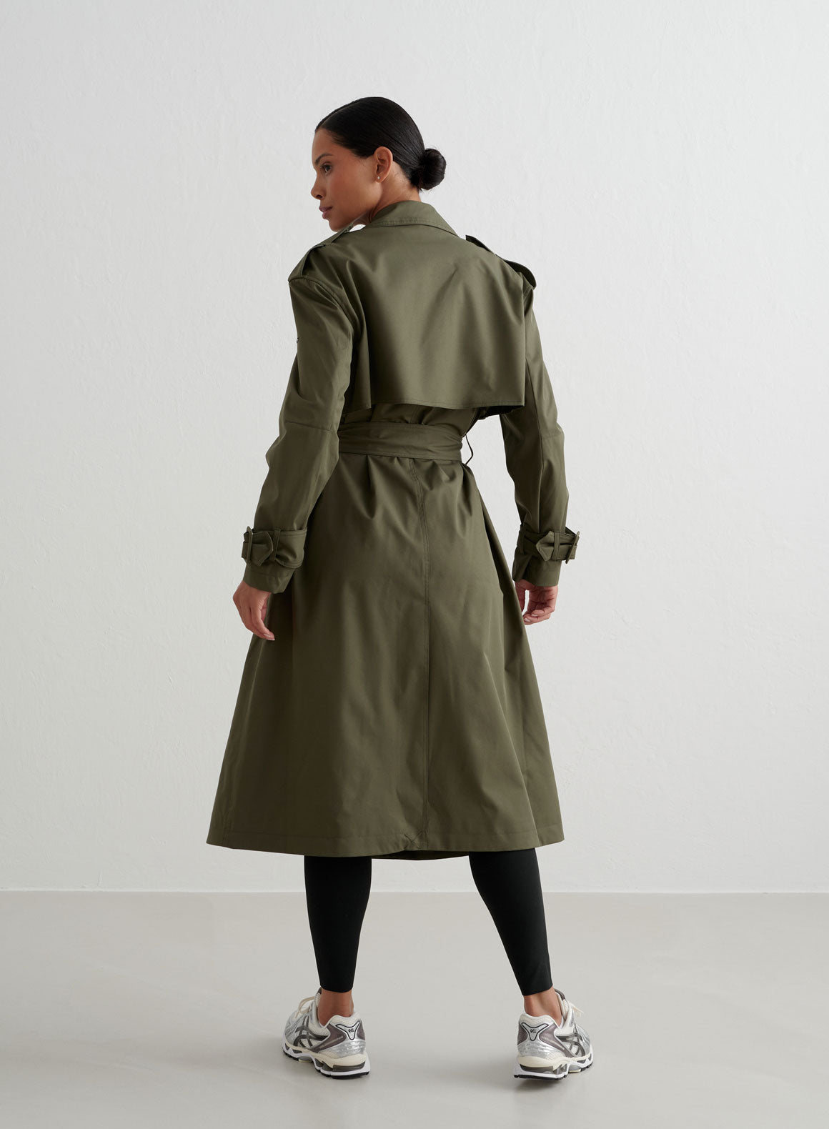 Co Activewear - Khaki Recycled Tech Trench Coat fifth image