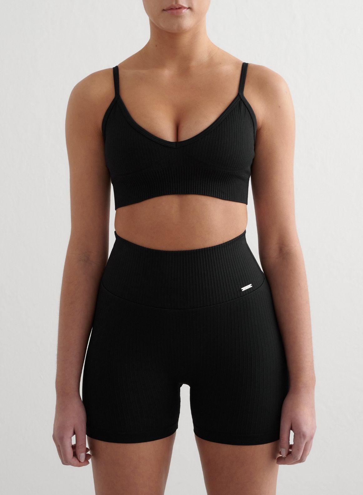 Co Activewear - Black Ribbed Seamless Deep Cut Bra secondary image