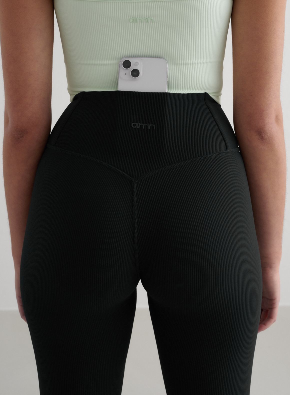 Co Activewear - Black Ribbed Performance Tights fifth image