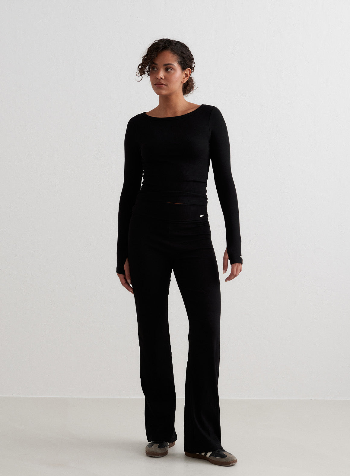Co Activewear - Black Ease Ribbed Long Sleeve Top fifth image