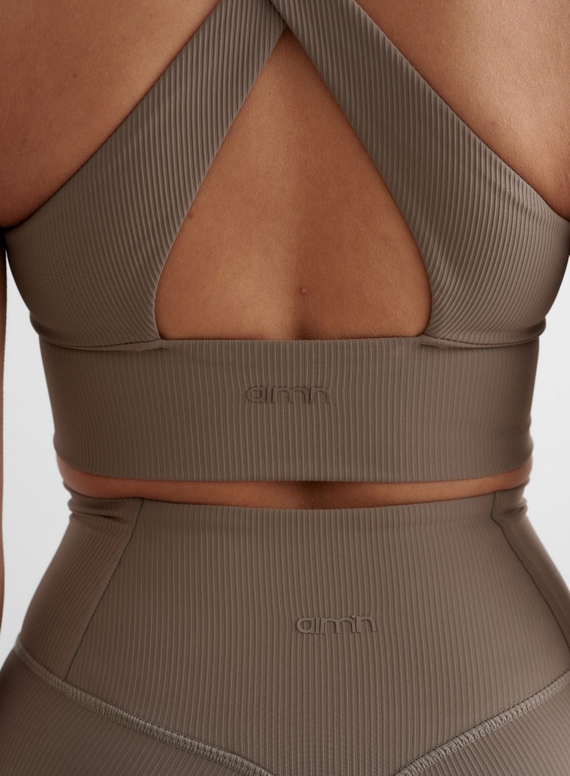 Co Activewear - Nougat Ribbed Performance Zipped Bra fourth image
