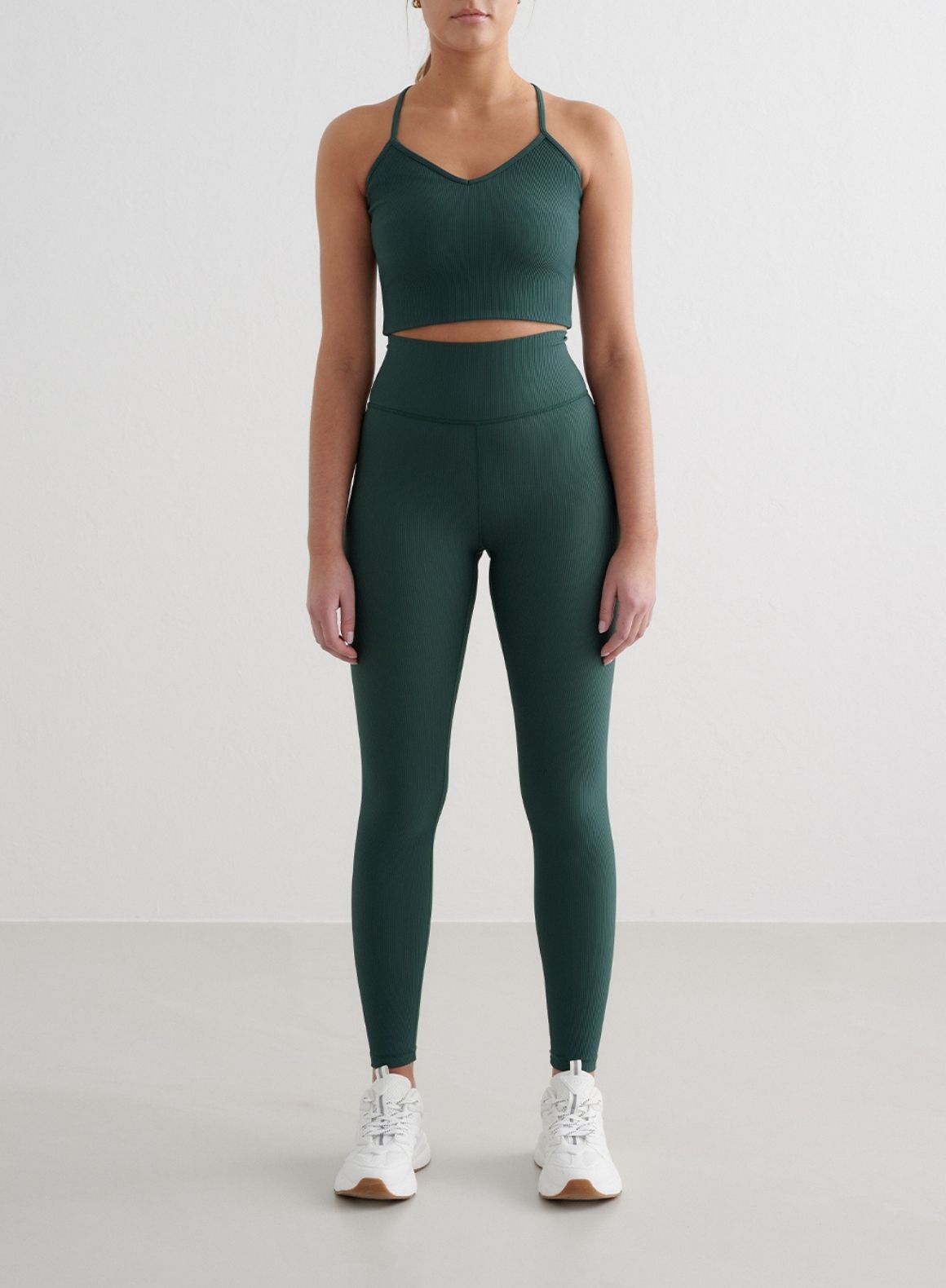 Co Activewear - Deep Emerald Ribbed Performance Tights secondary image