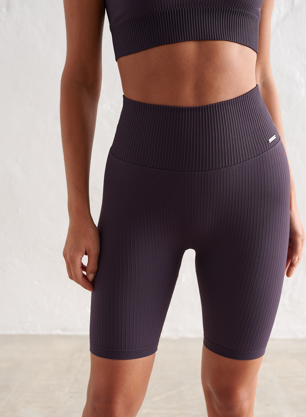 Co Activewear - Plum Ribbed Seamless Biker Shorts sixth image