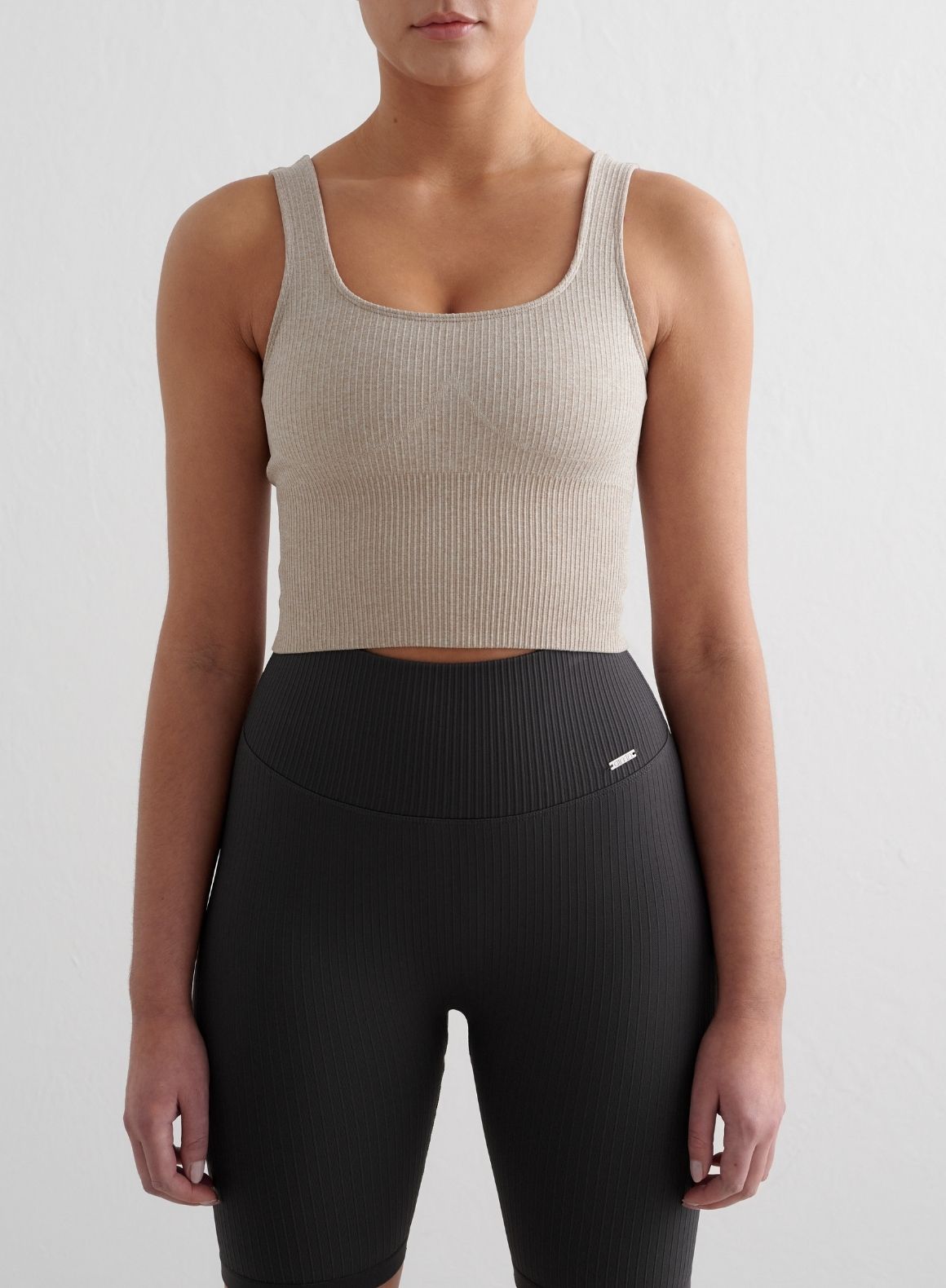 Co Activewear - Beige Melange Ribbed Seamless Shaping Bralette secondary image