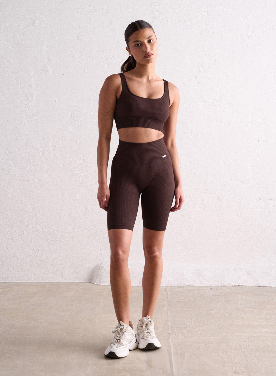 Co Activewear - Cacao Ribbed Seamless Biker Shorts fifth image