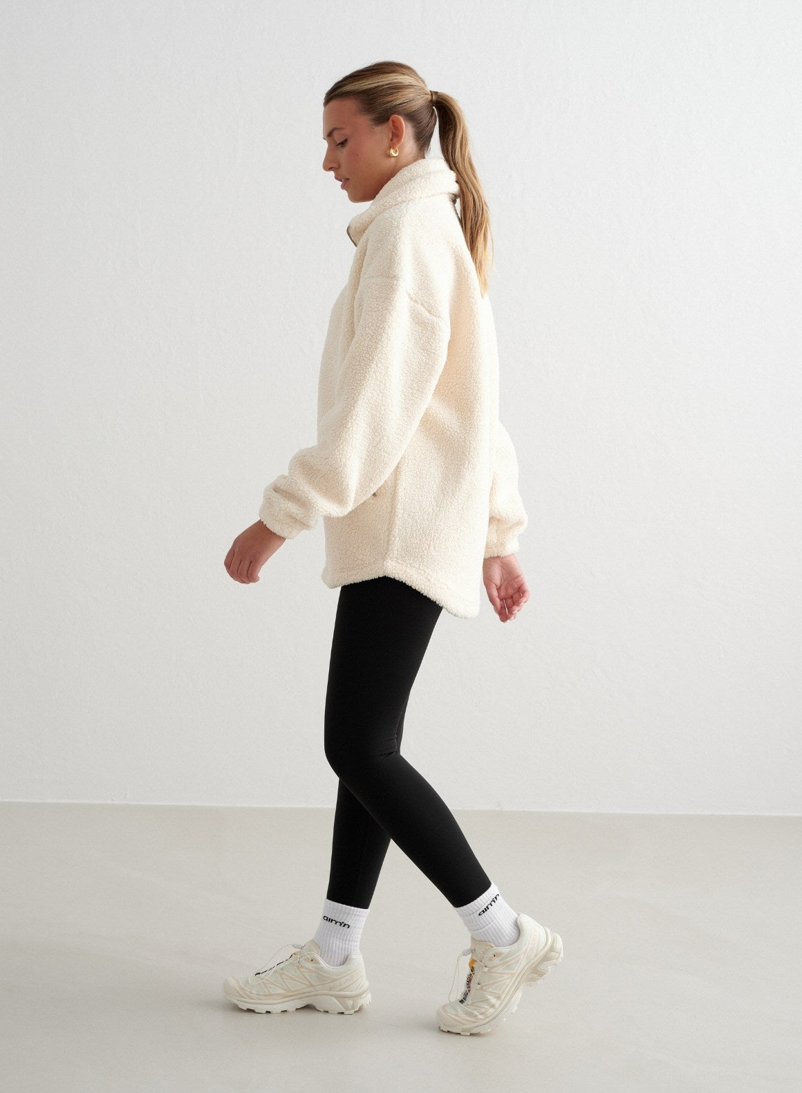 Co Activewear - Almond White Pile Jacket fifth image