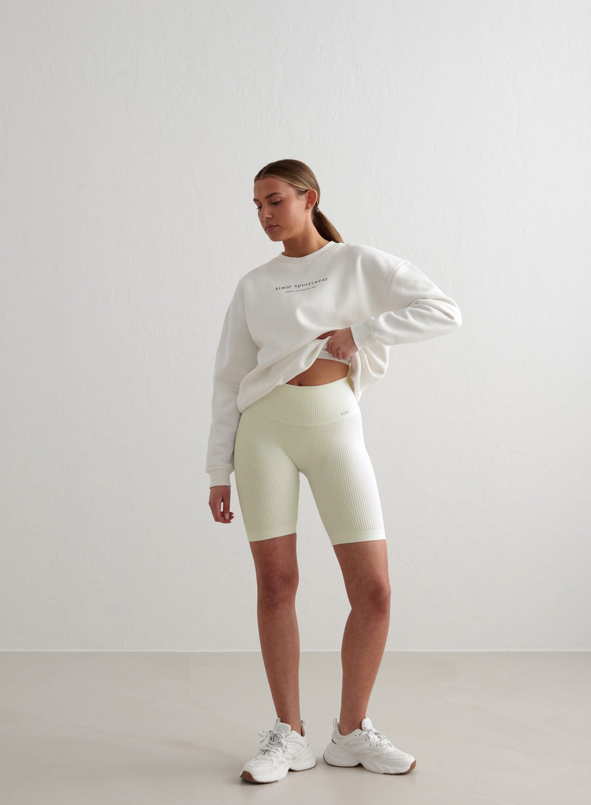 Co Activewear - Off-White Ribbed Seamless Biker Shorts sixth image