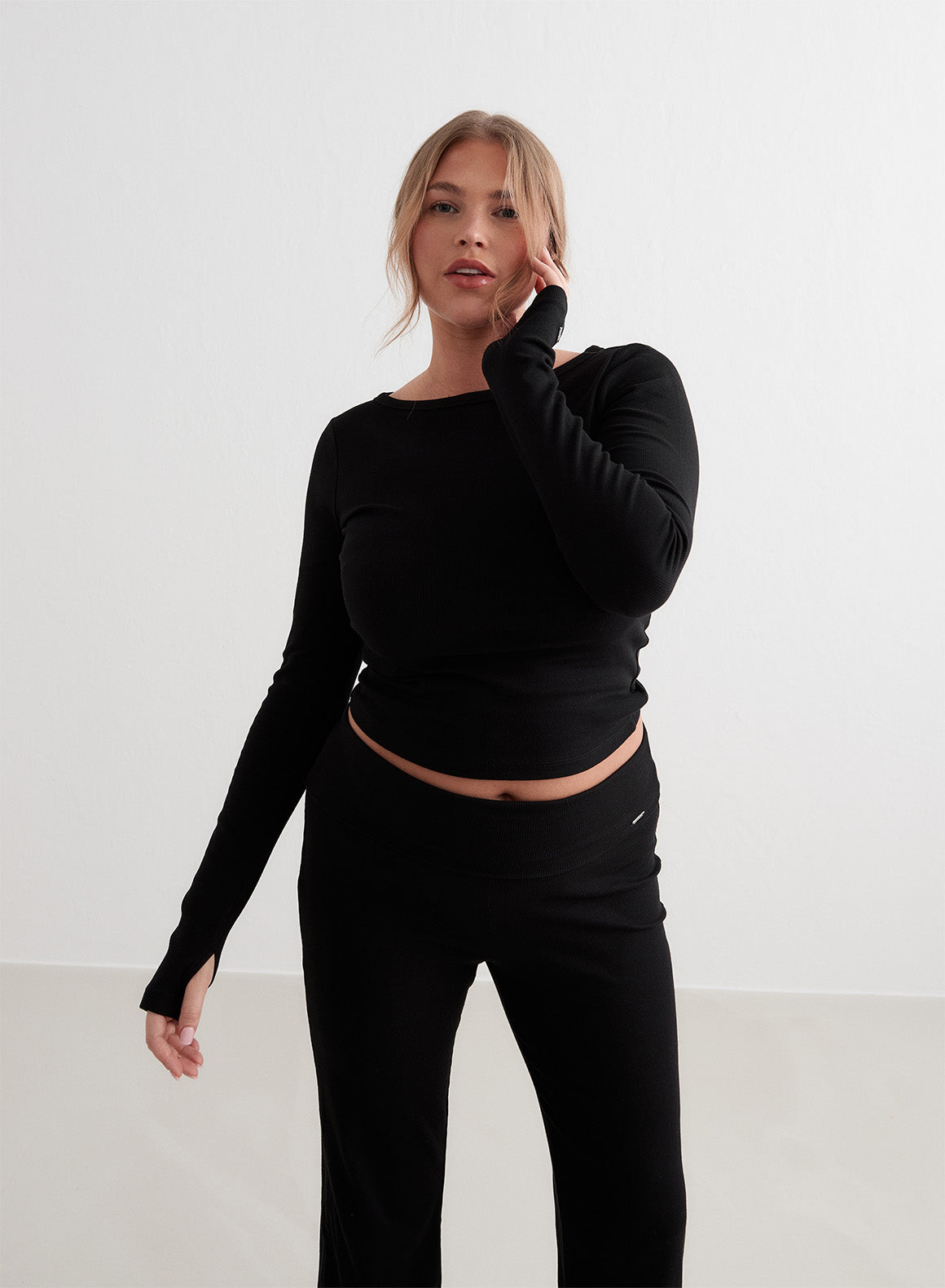 Co Activewear - Black Ease Ribbed Long Sleeve Top fourth image