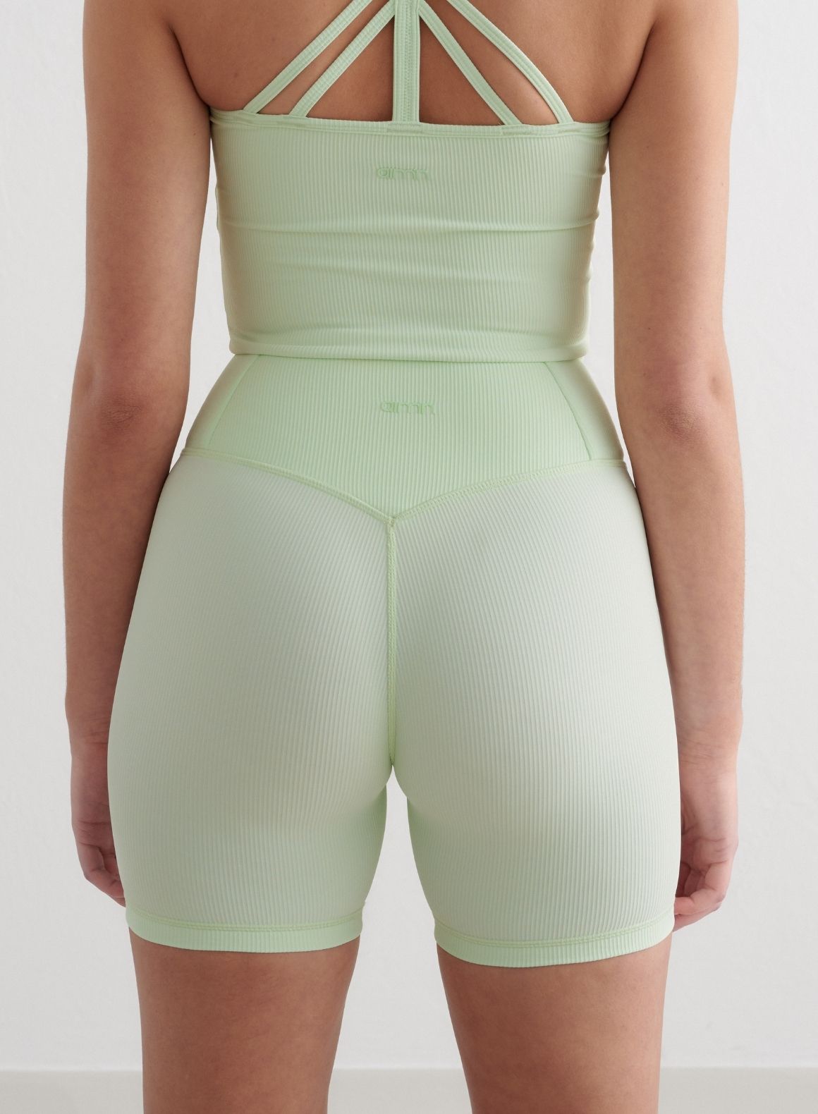 Co Activewear - Spearmint Ribbed Performance Midi Biker Shorts fifth image
