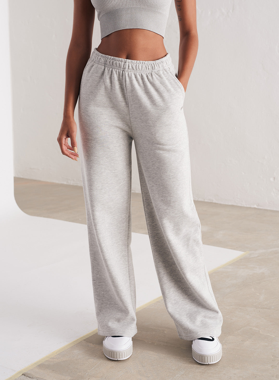Grey straight leg sweatpants sales