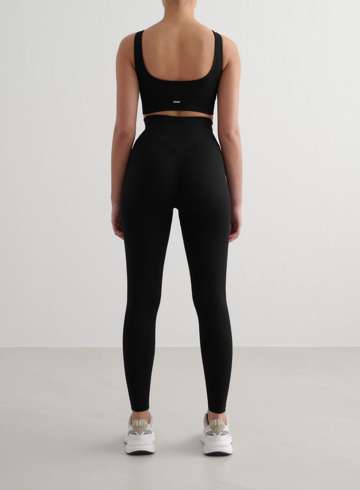 Co Activewear - Black Ribbed Seamless Tights third image