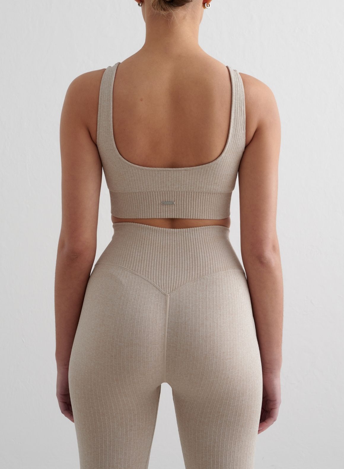 Co Activewear - Beige Melange Ribbed Seamless Bra third image