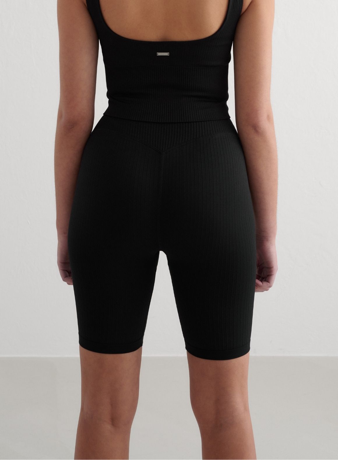 Co Activewear - Black Ribbed Seamless Biker Shorts fifth image