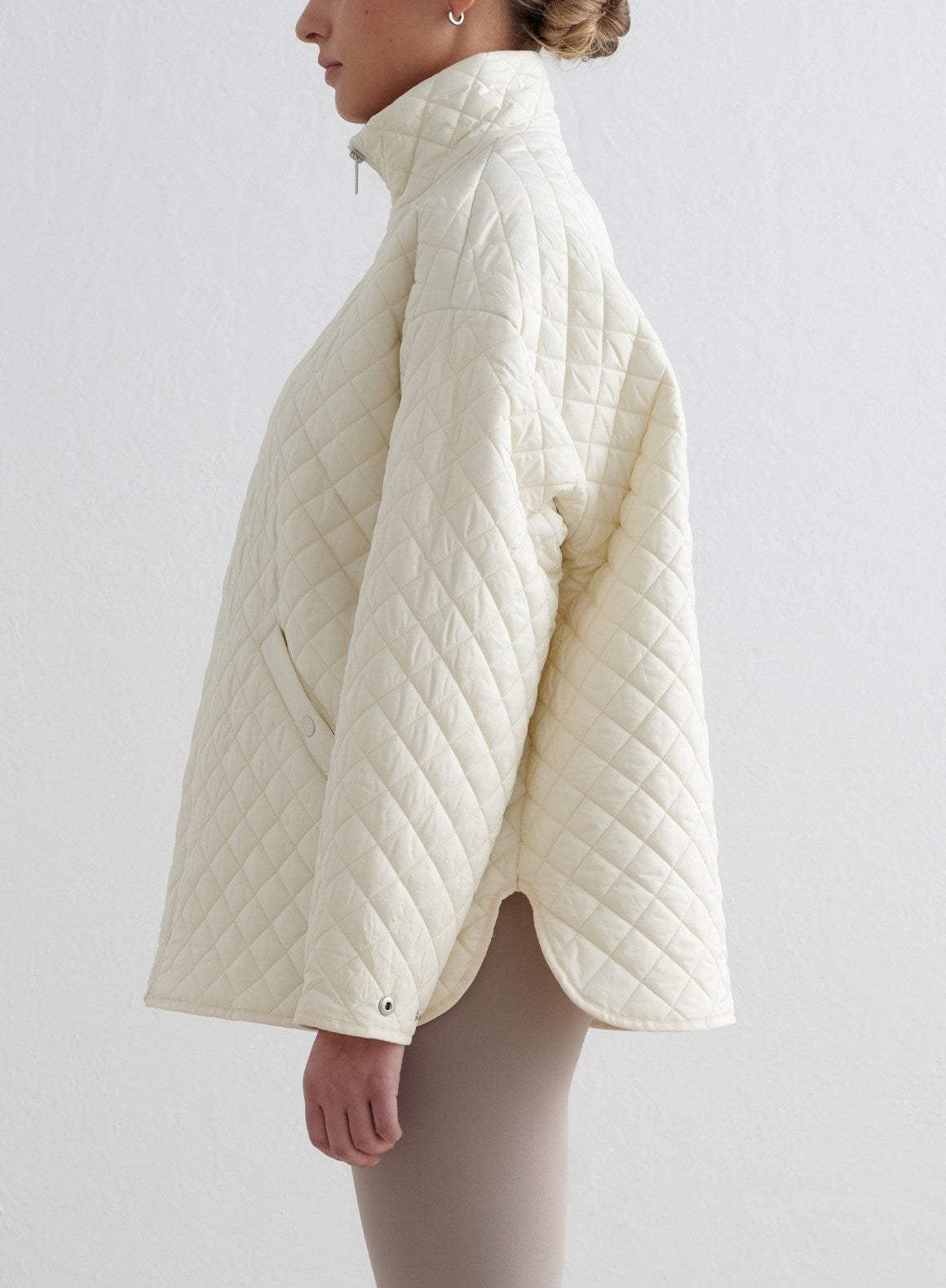 Co Activewear - Almond White Oversized Quilted Jacket fifth image