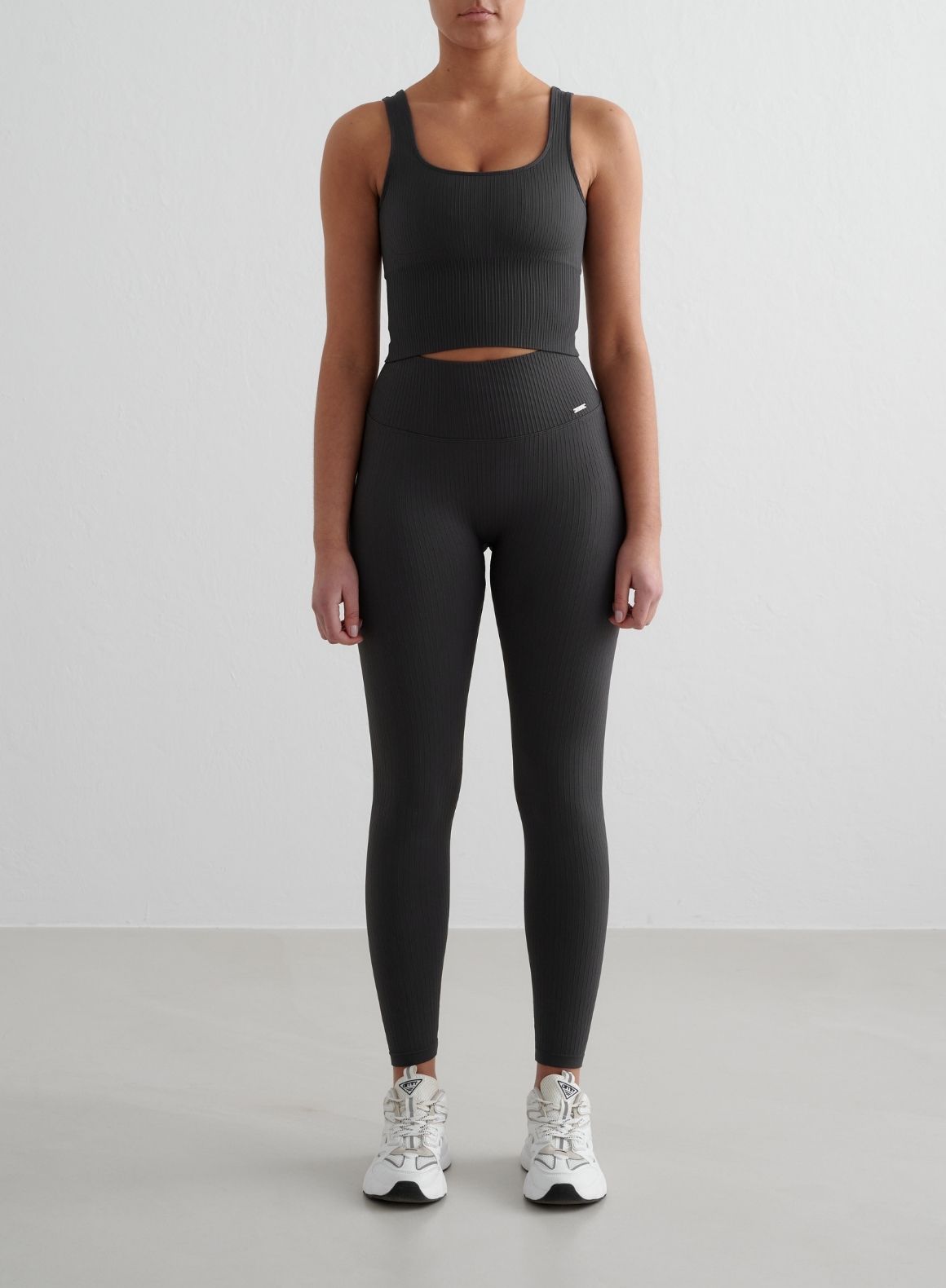 Co Activewear - Shadow Grey Ribbed Seamless Shaping Bralette fourth image