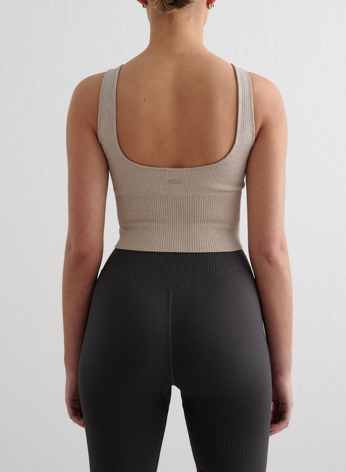 Co Activewear - Beige Melange Ribbed Seamless Shaping Bralette third image