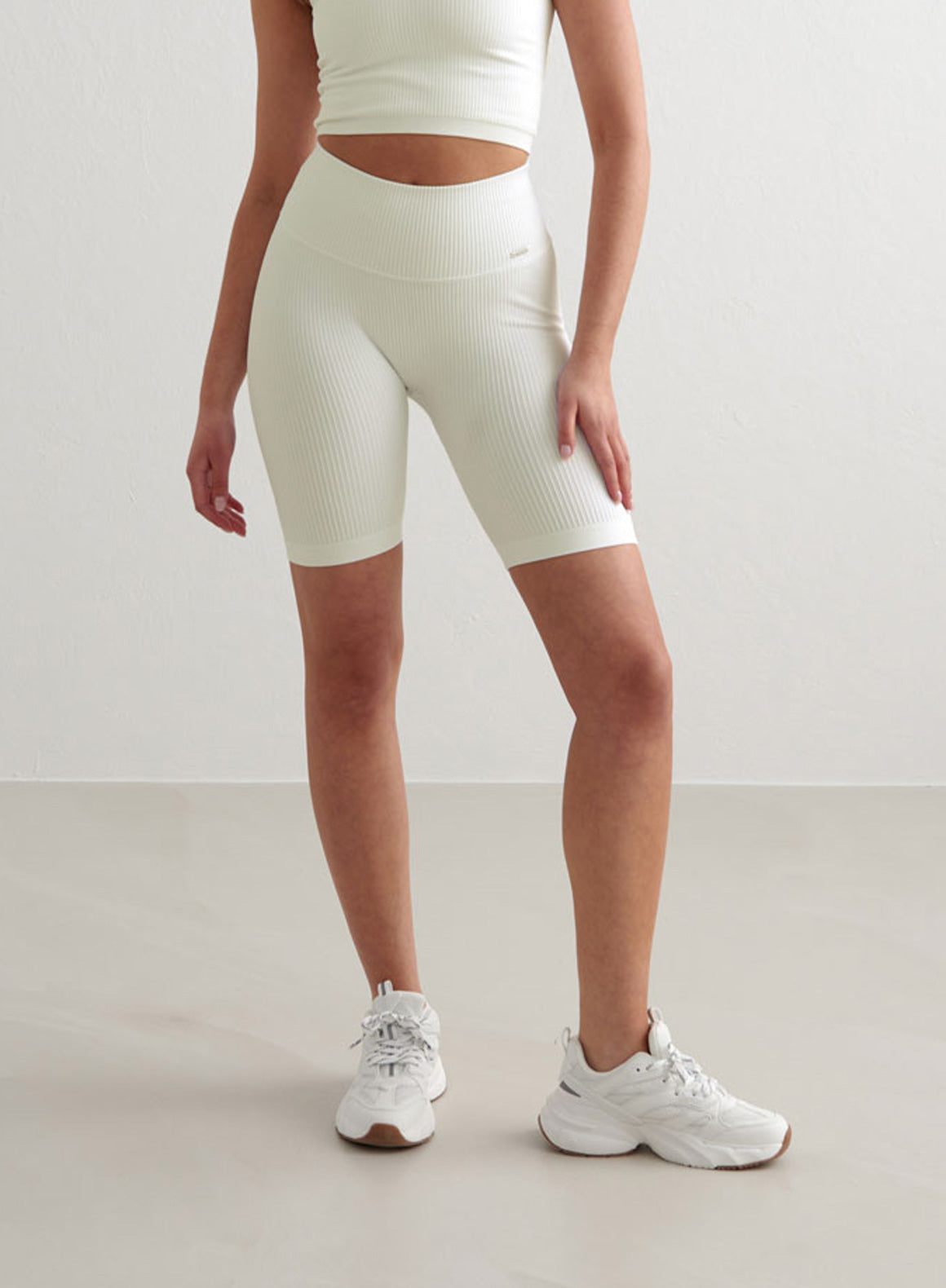 Co Activewear - Off-White Ribbed Seamless Biker Shorts secondary image