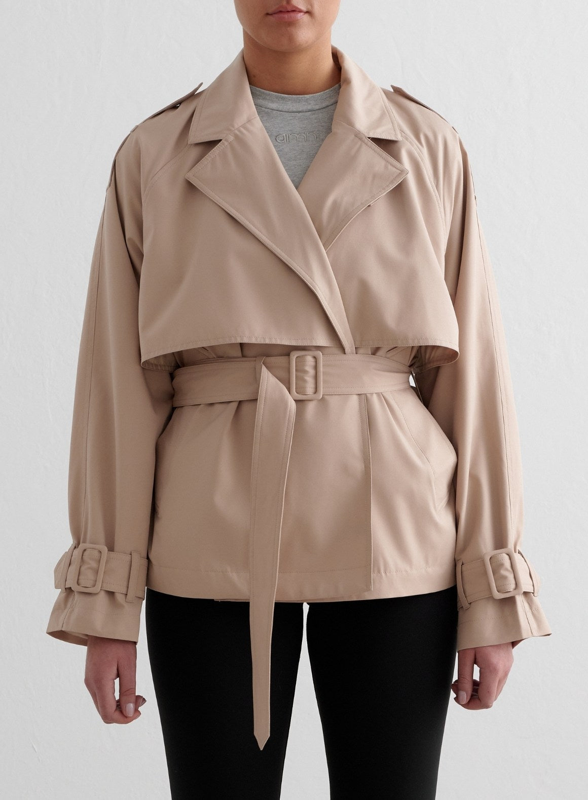 Co Activewear - Beige Recycled Tech Trench Jacket third image