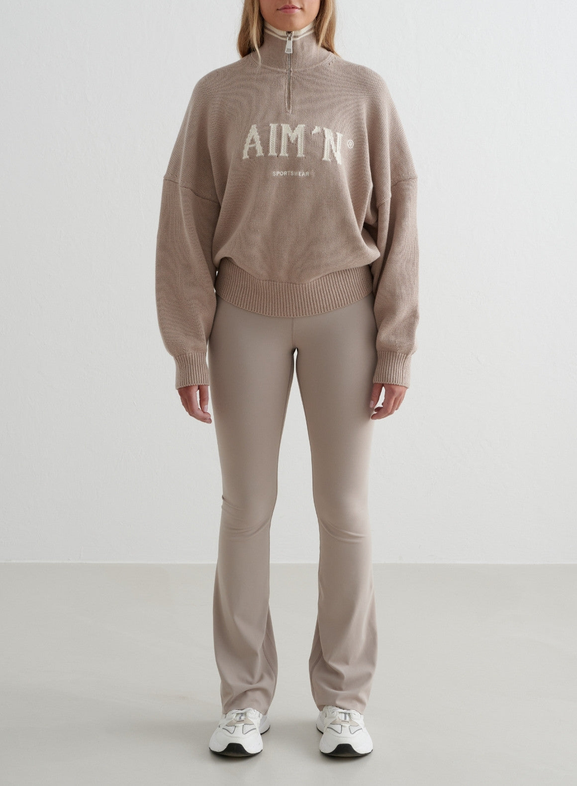 Co Activewear - Dark Clay College Knitted Half Zip fourth image