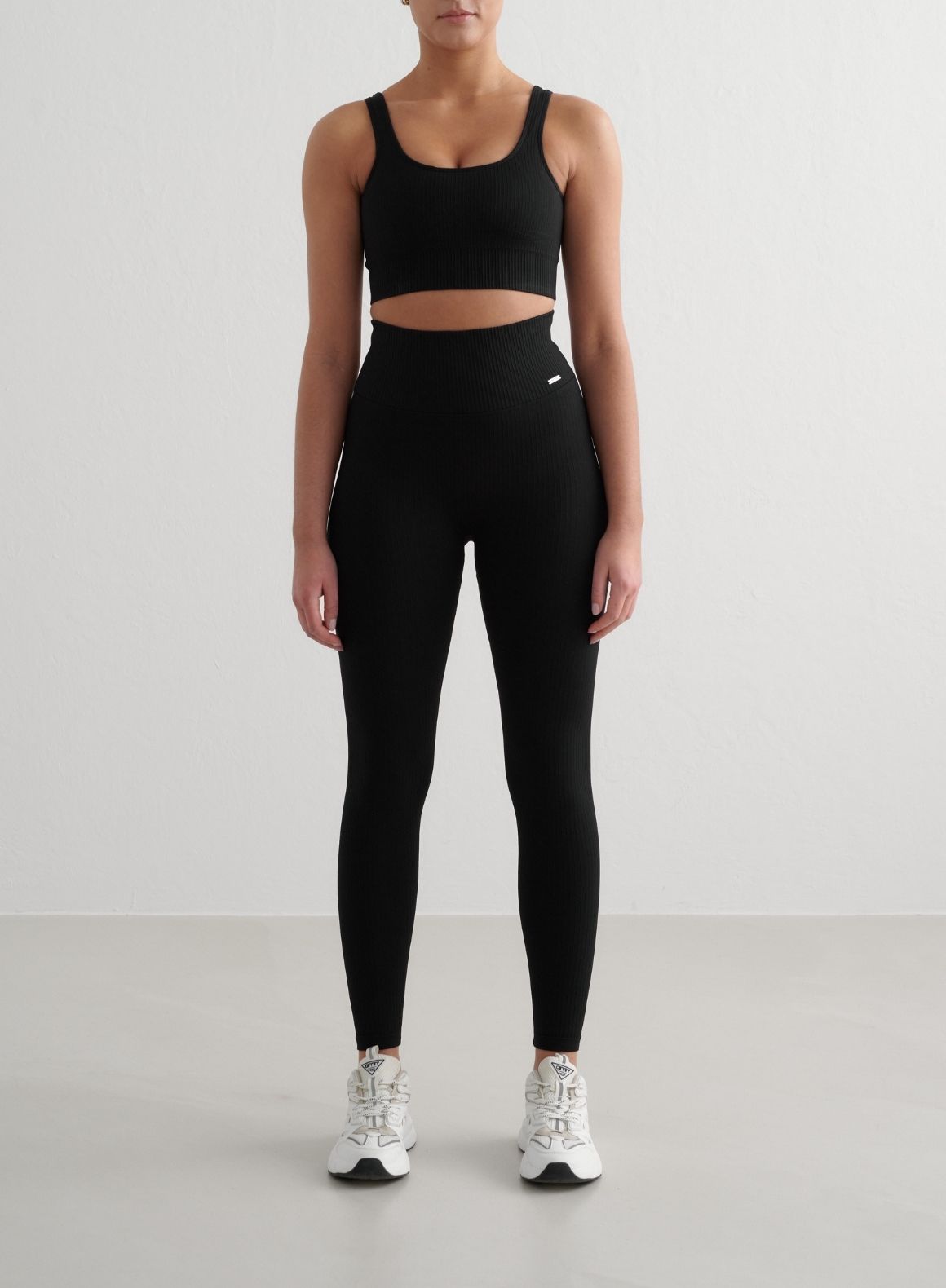 Co Activewear - Black Ribbed Seamless Tights secondary image