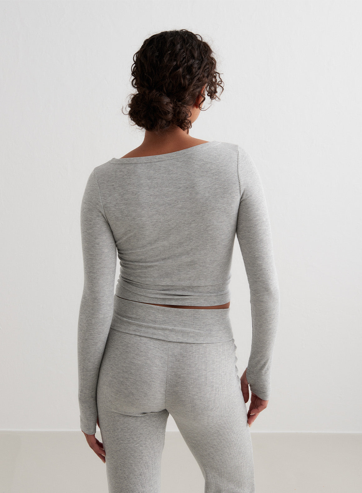 Co Activewear - Grey Melange Ease Ribbed Long Sleeve Top fifth image