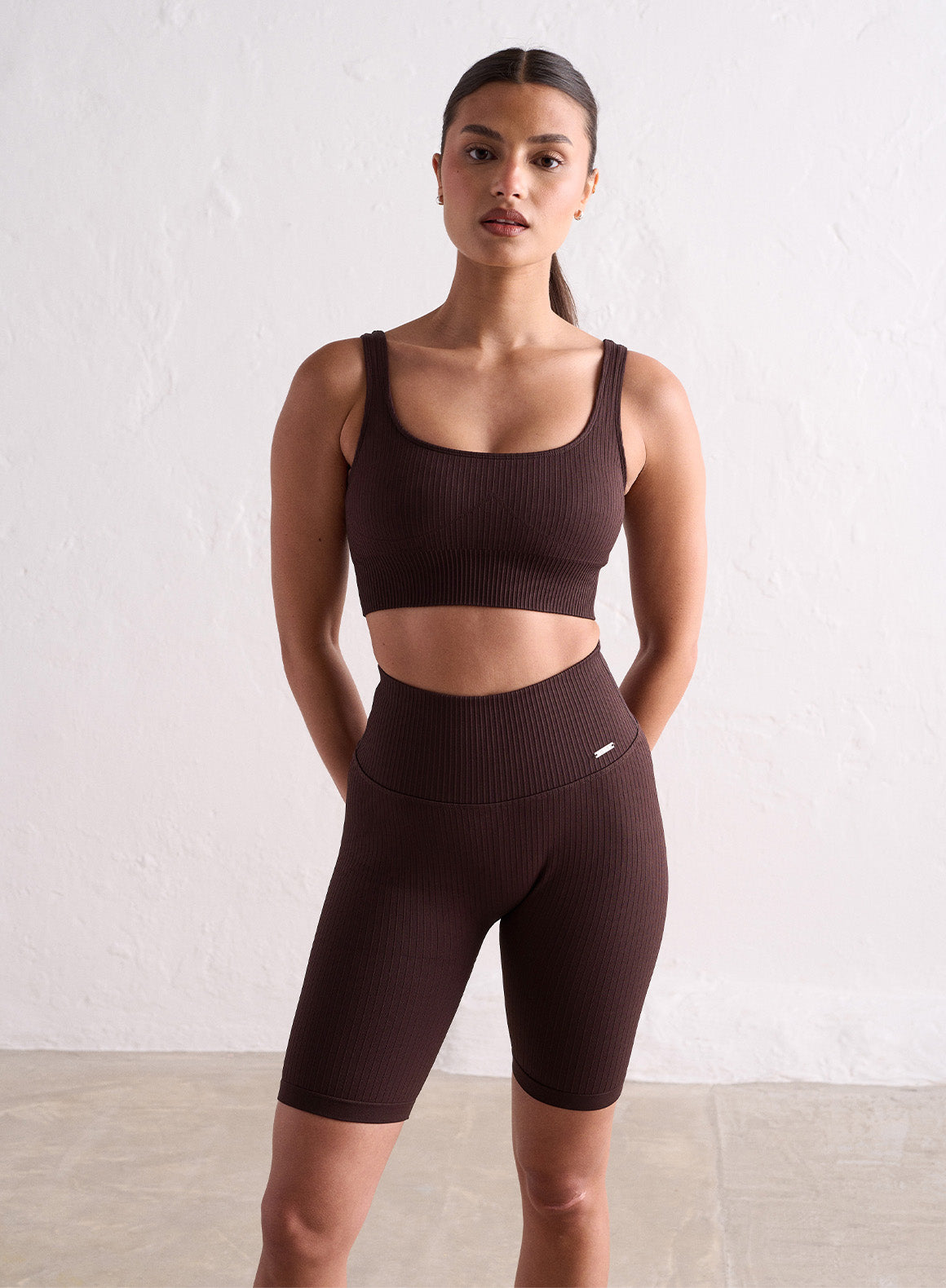 Co Activewear - Cacao Ribbed Seamless Biker Shorts secondary image