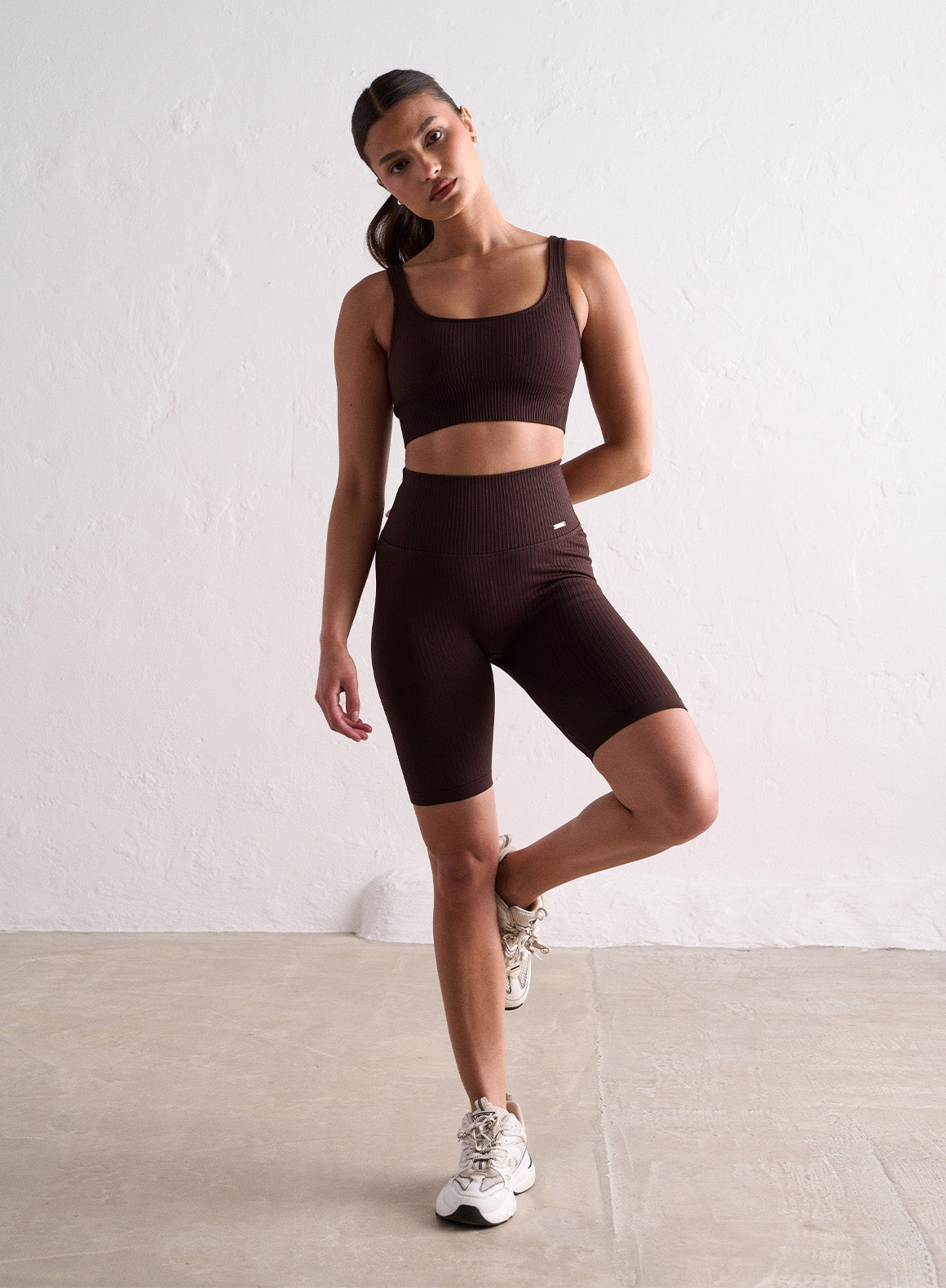 Co Activewear - Cacao Ribbed Seamless Biker Shorts third image