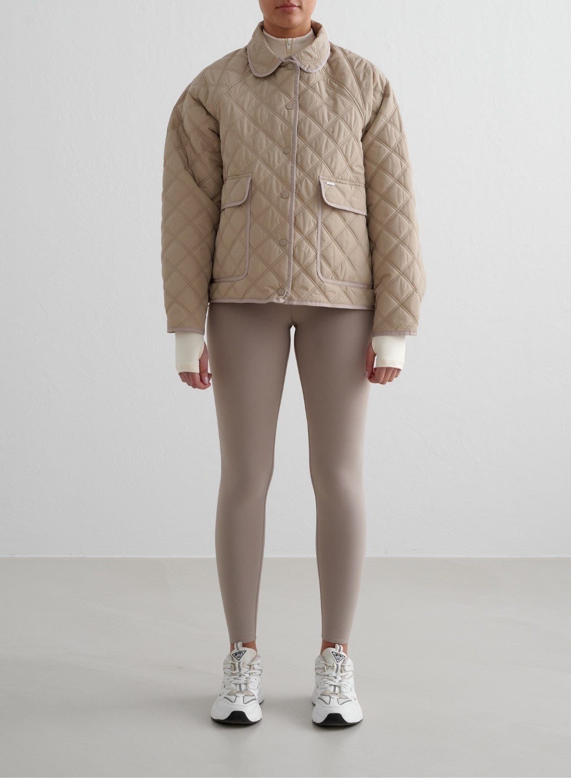 Co Activewear - Beige Quilted Femme Jacket fourth image