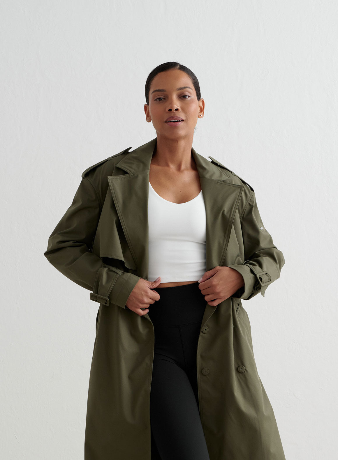 Co Activewear - Khaki Recycled Tech Trench Coat third image