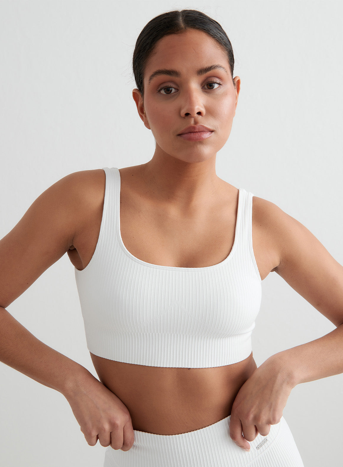Co Activewear - White Ribbed Seamless Bra fourth image