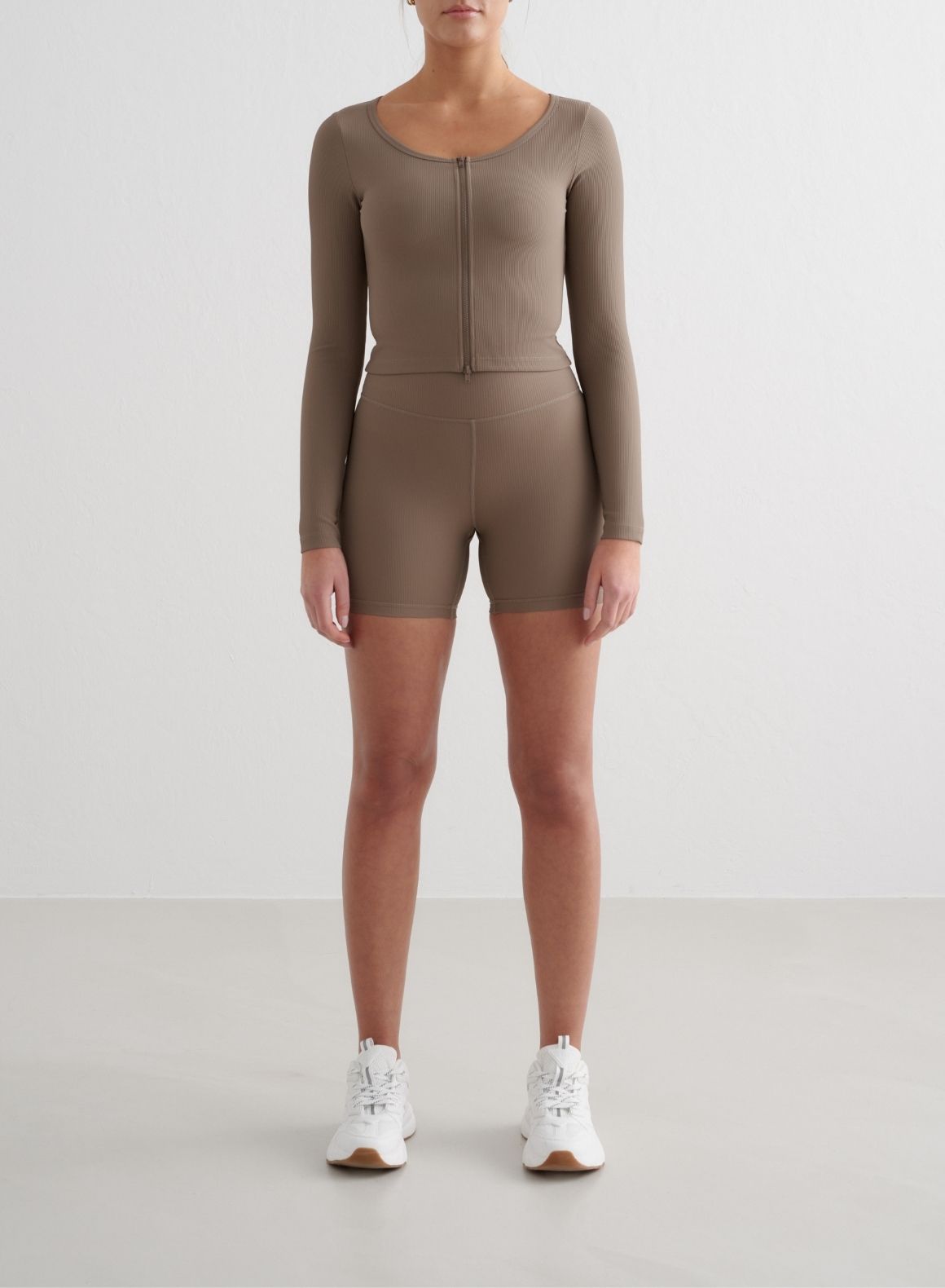 Co Activewear - Nougat Ribbed Performance Zipped Cardigan fourth image
