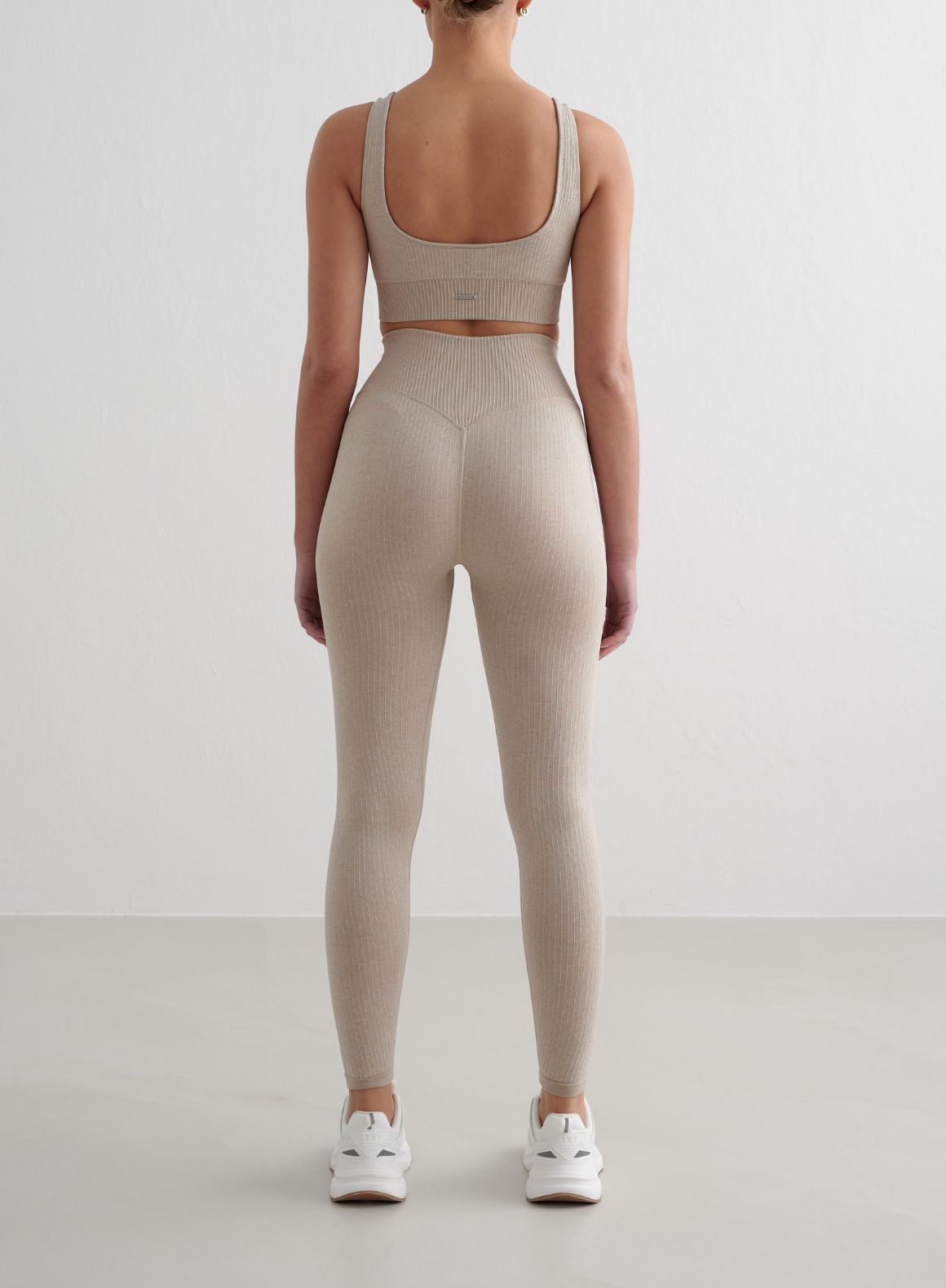 Co Activewear - Beige Melange Ribbed Seamless Tights secondary image