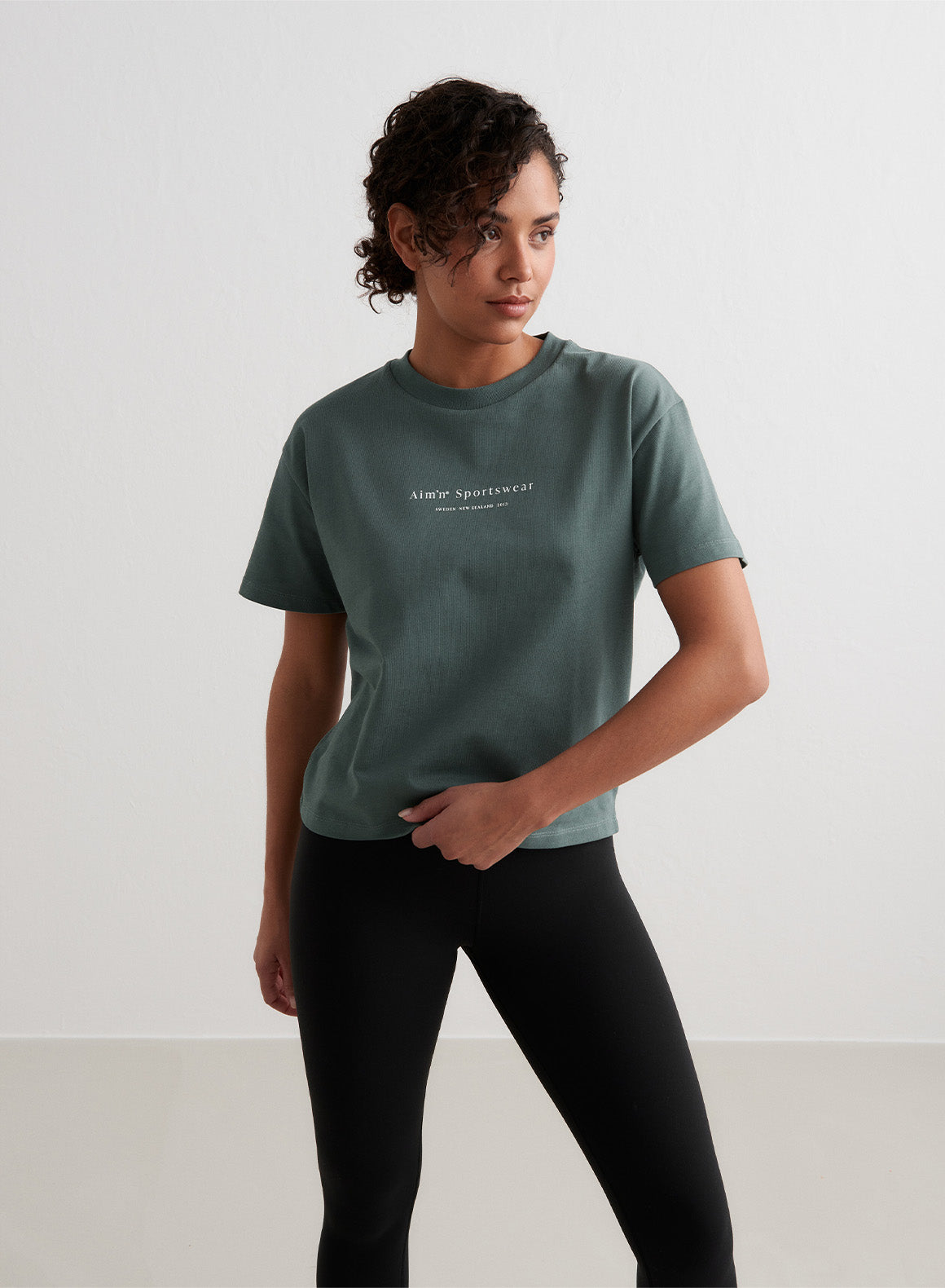 Co Activewear - Sage Serif Boxy T-shirt fourth image