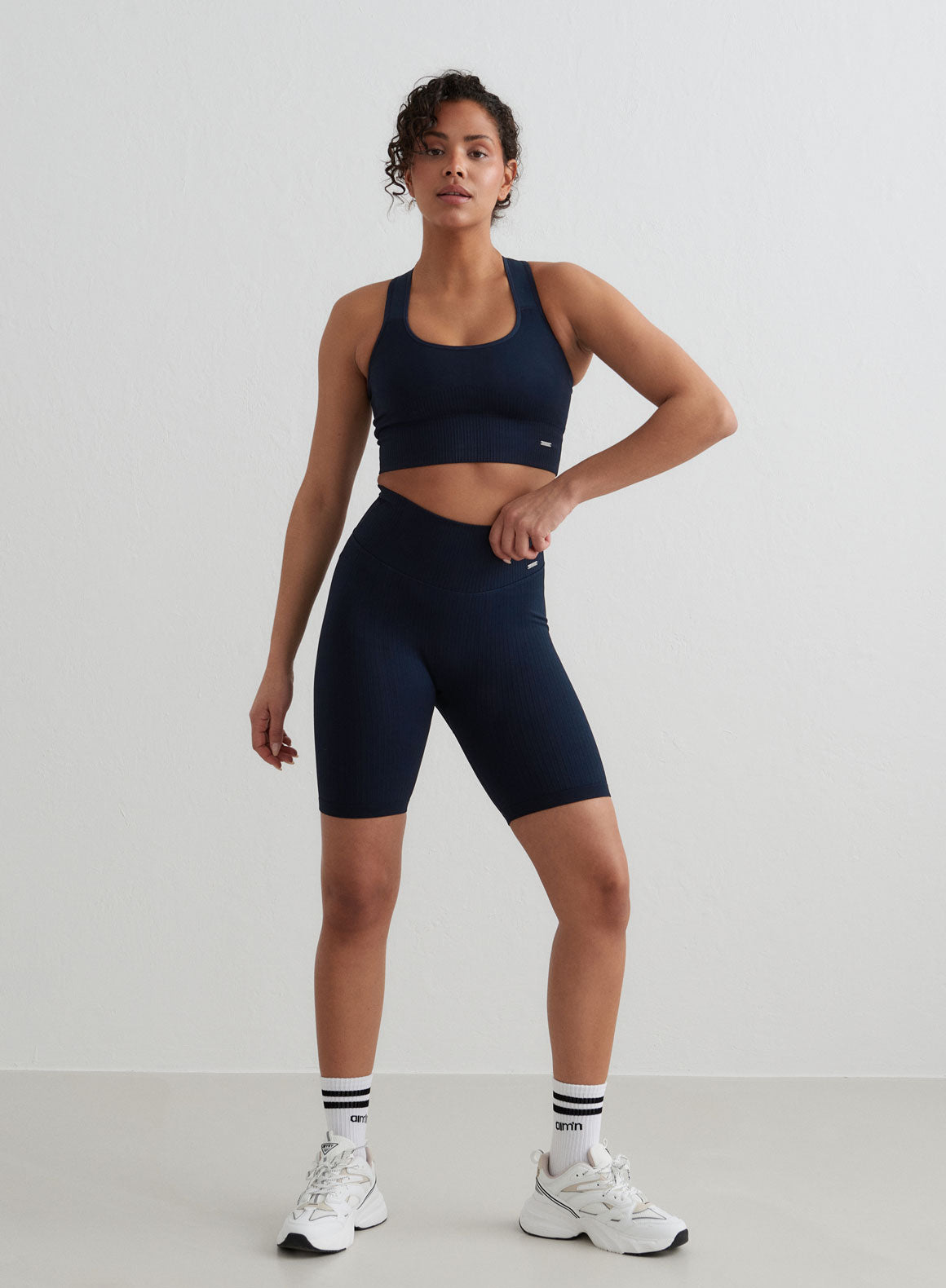Co Activewear - Navy Ribbed Biker Shorts fifth image