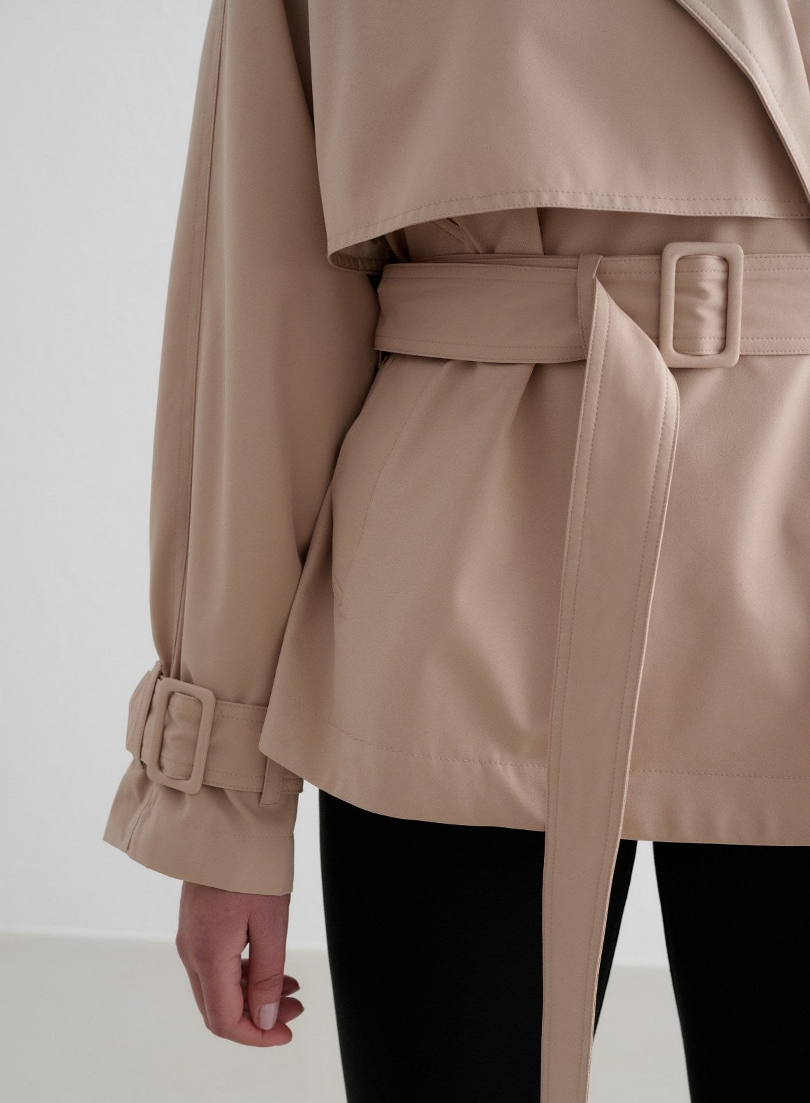 Co Activewear - Beige Recycled Tech Trench Jacket sixth image