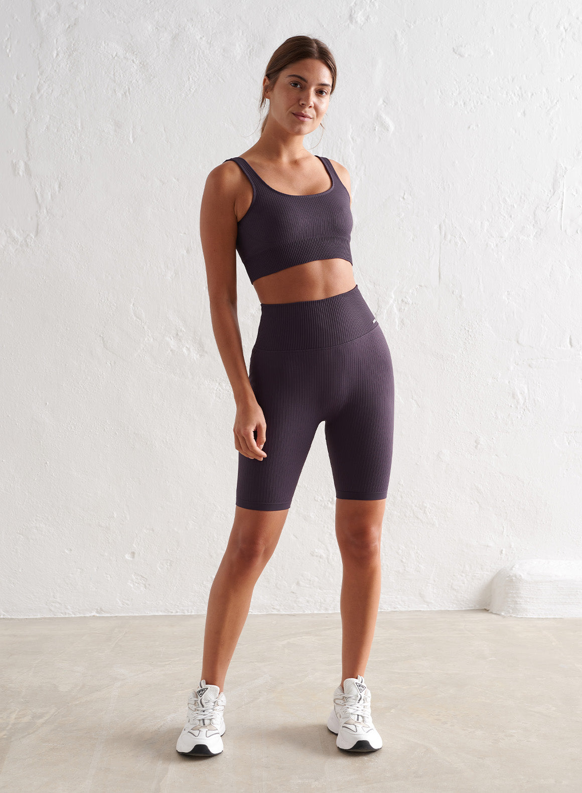 Co Activewear - Plum Ribbed Seamless Biker Shorts third image