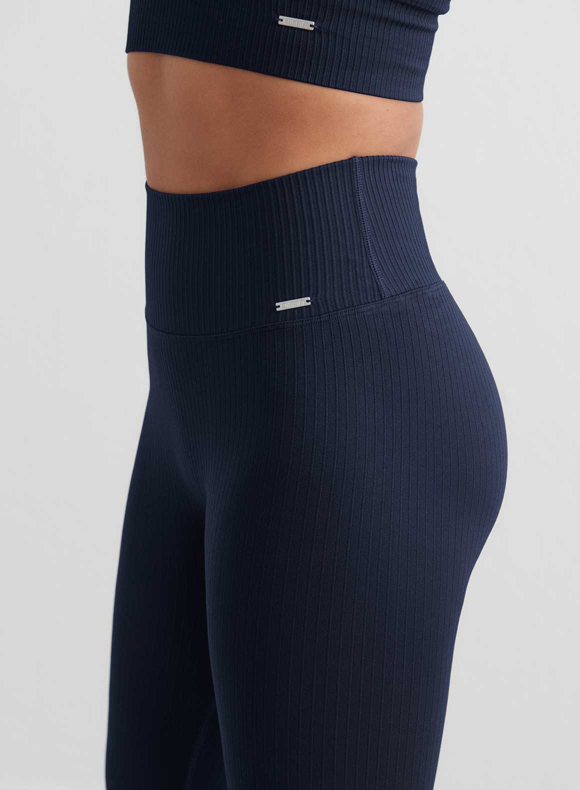 Co Activewear - Navy Ribbed Seamless Tights third image