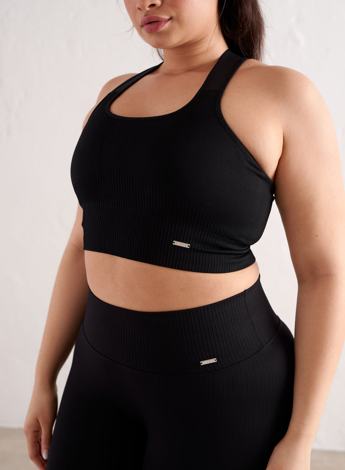Co Activewear - Black High Support Ribbed Bra third image