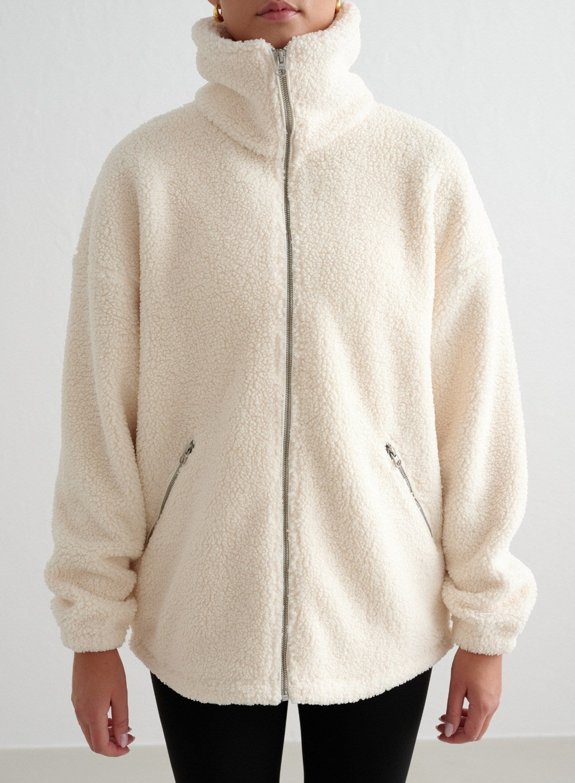 Co Activewear - Almond White Pile Jacket third image