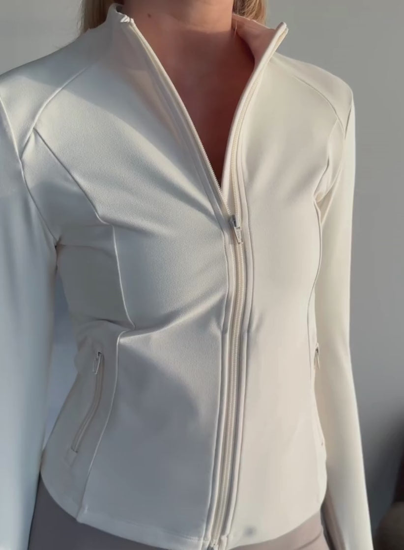 Co Activewear - Almond White Sense Zip Jacket sixth image