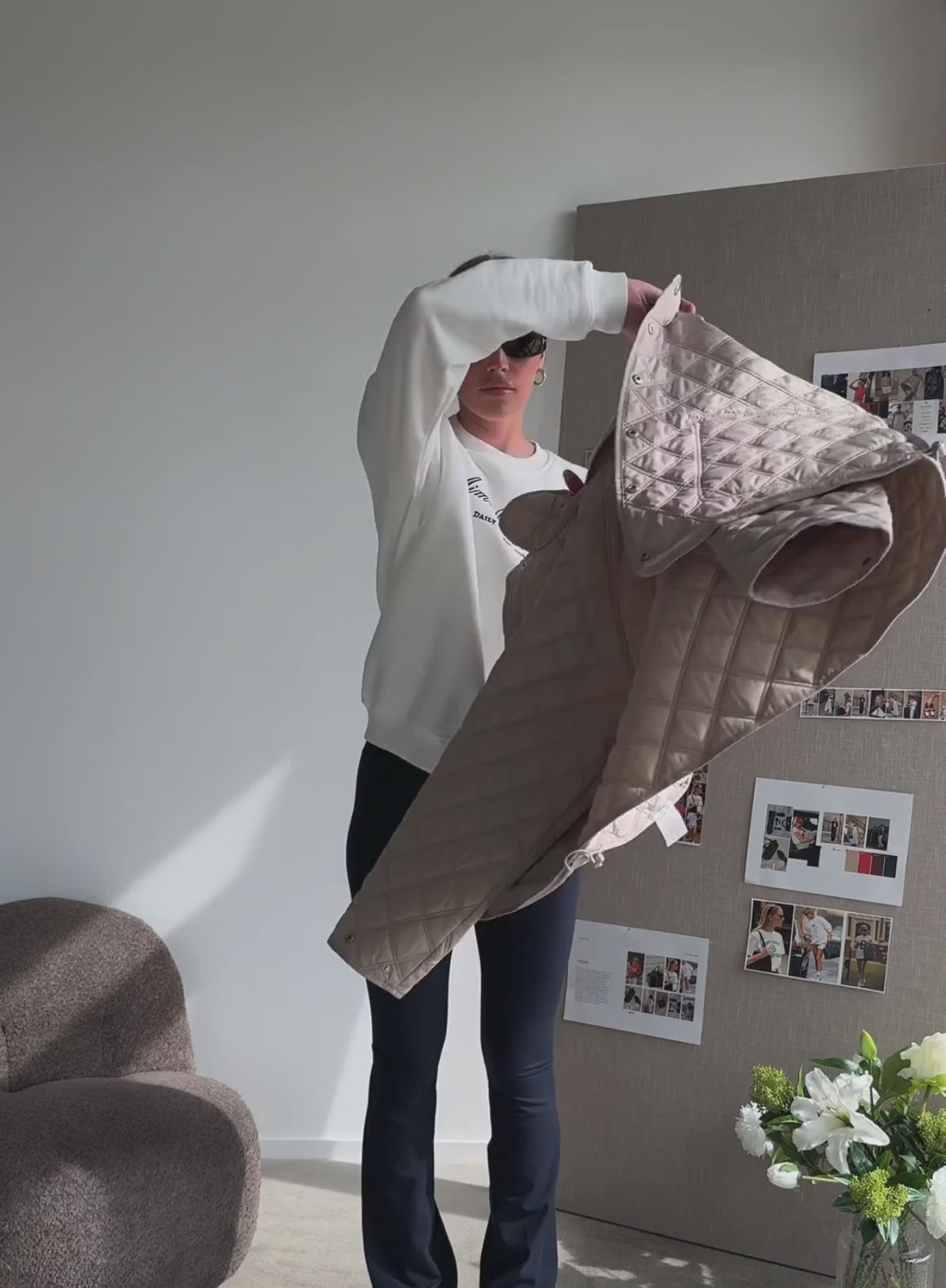 Co Activewear - Beige Quilted Femme Jacket third image