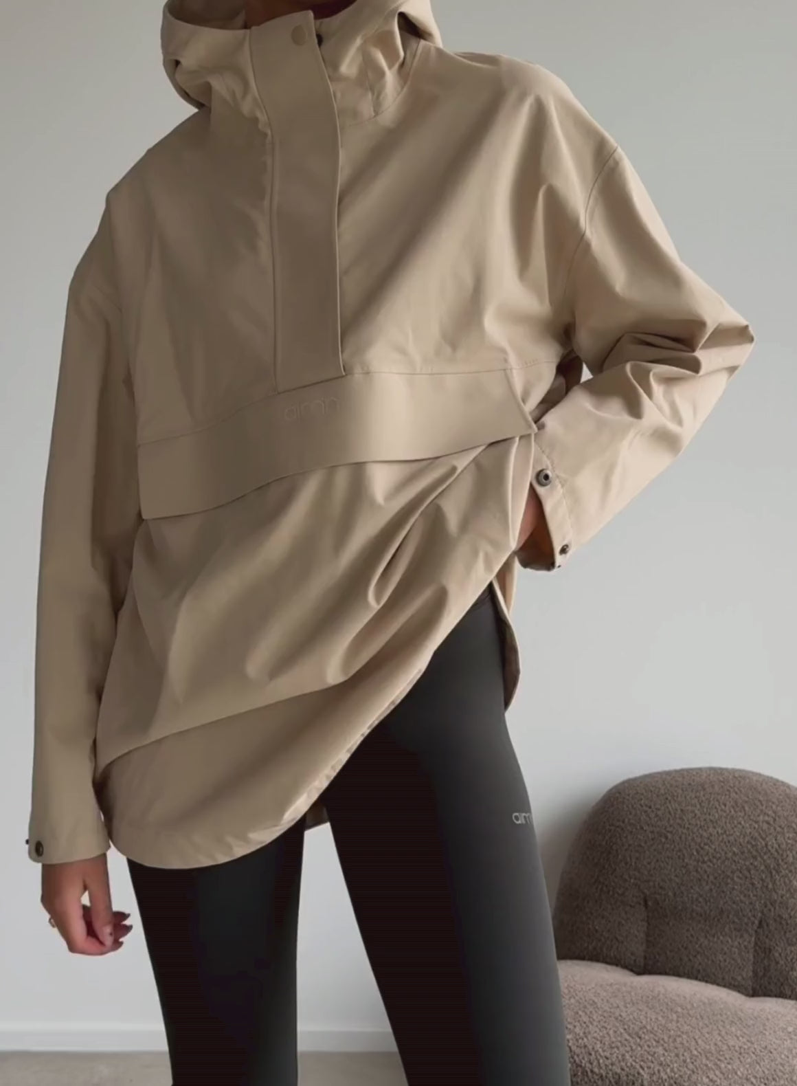 Co Activewear - Beige Waterproof Oversized Anorak third image
