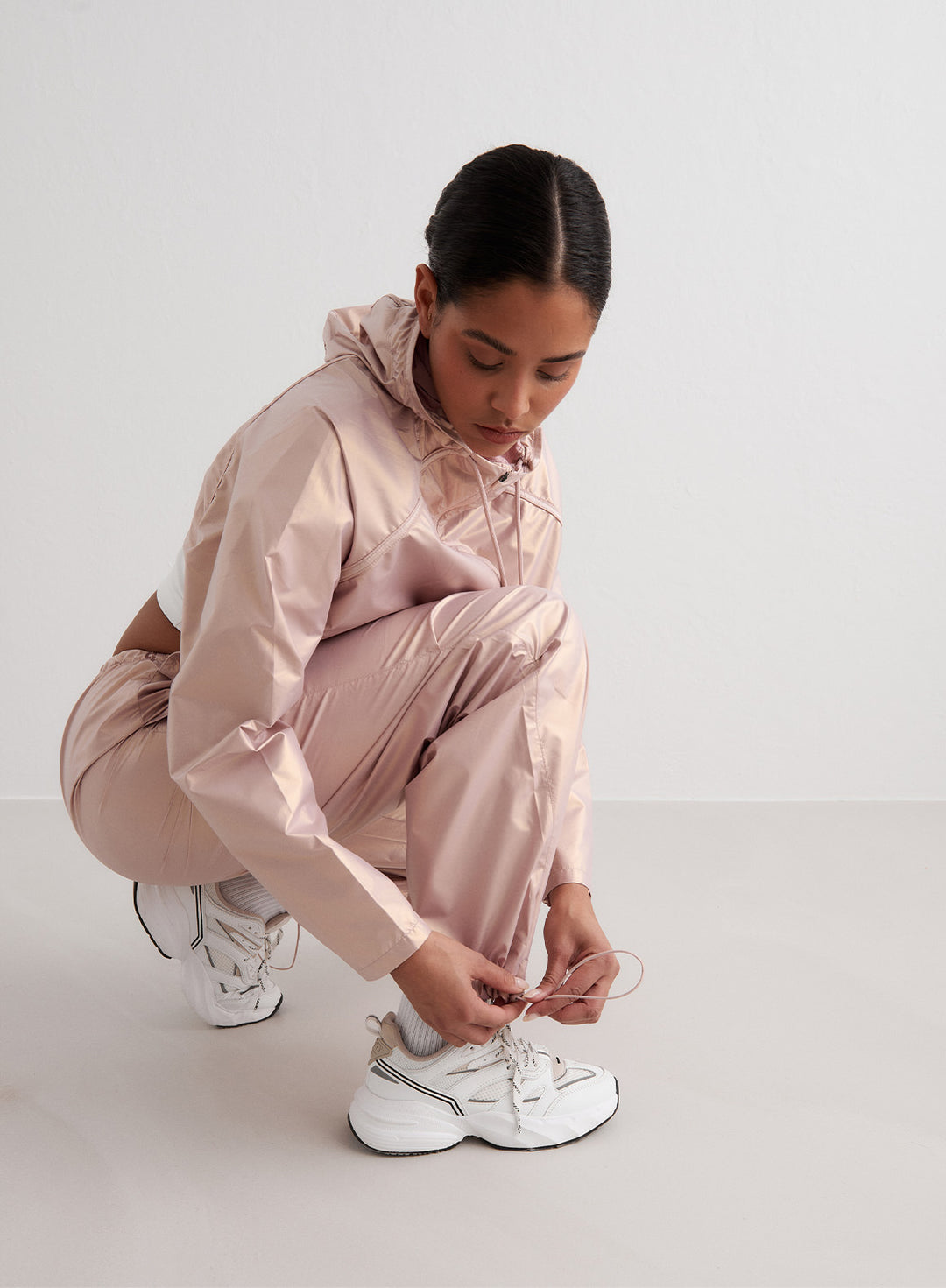 Rosé Metallic Plain Parachute Pants – AIM'N AU
