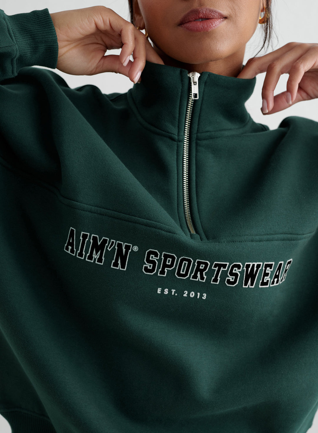 Deep Emerald Varsity Sweat Half Zip – AIM'N AU