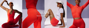 Banner showcasing our latest release – Shape in Tangerine and Grey Melange.