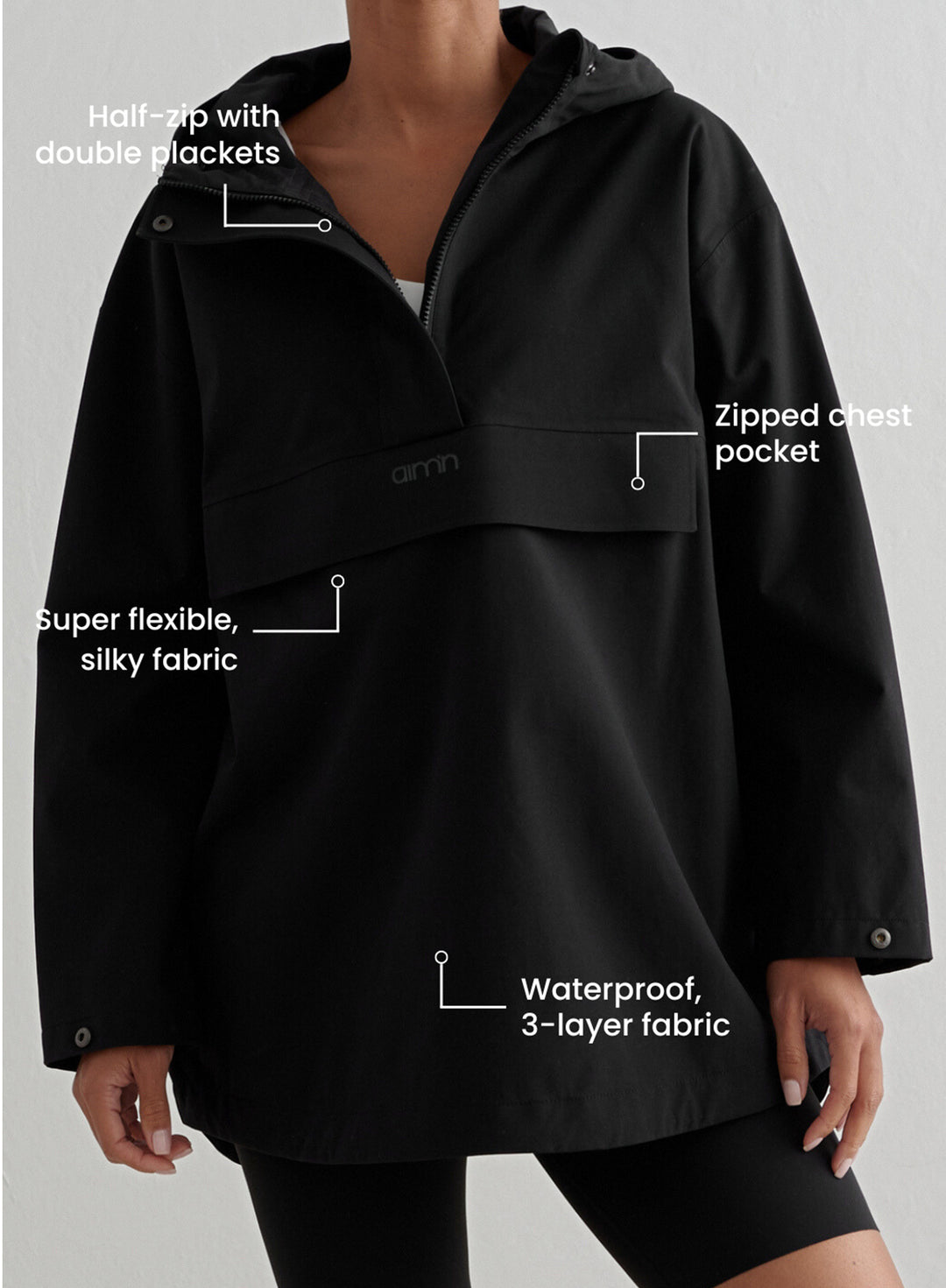 Black Waterproof Oversized Anorak – AIM'N AU