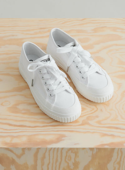 White Cotton Canvas Sneakers