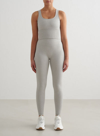 Grey Melange Ribbed Seamless Tights