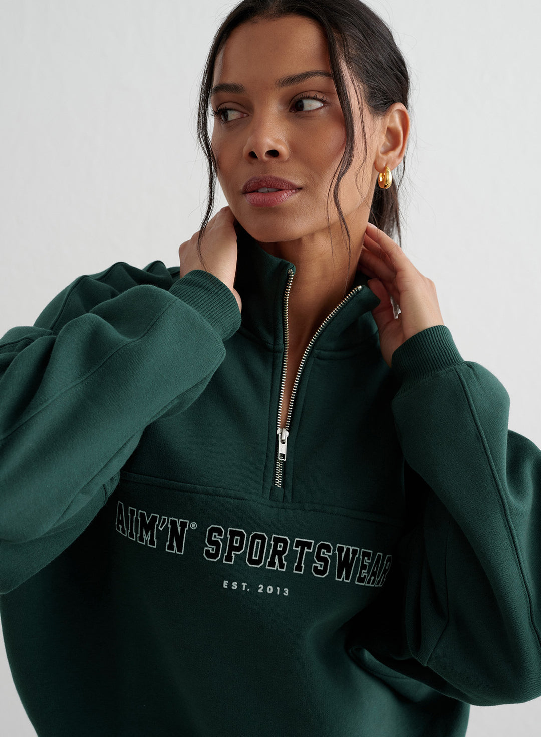 Deep Emerald Varsity Sweat Half Zip – AIM'N AU
