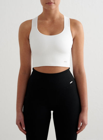 White High Support Ribbed Bra
